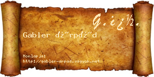 Gabler Árpád névjegykártya